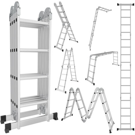 SWANEW Scala telescopica 4x4 livello + ruota + tavola scala in alluminio scala estraibile antiscivolo scala allungabile allungabile