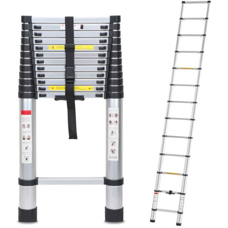 SWANEW Scala telescopica 5M Scala multifunzionale in alluminio Scala semplice Scala polivalente Scala estensibile Scalable in alta qualità 150KG