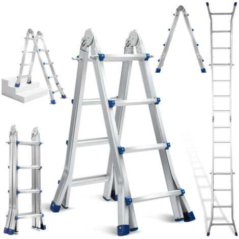 SWANEW Scala telescopica in alluminio 4x4 gradini Pioli multiuso