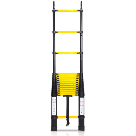 SWANEW Scala telescopica in alluminio multiuso 4.4M Scala Stabile Scala in alluminio fino a 150kg nero con gancio