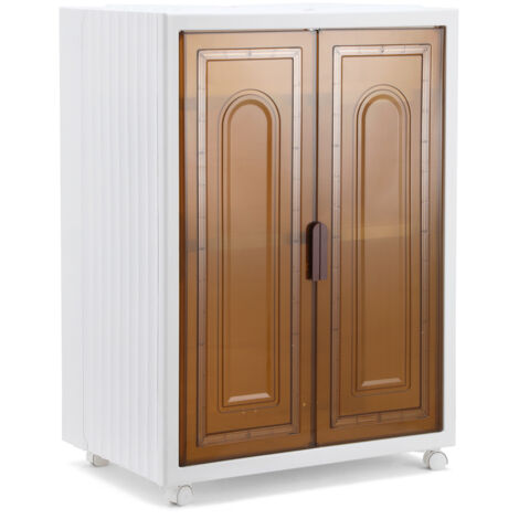 SWANEW Scatola di stoccaggio in plastica 310L, 3 livelli pieghevoli con 4 ruote e coperchi, scatola per camera da letto, cucina