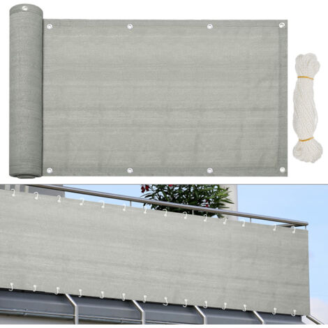 SWANEW Schermatura privacy per balcone 600x90 cm Copertura privacy HDPE grigia 180GR/M2