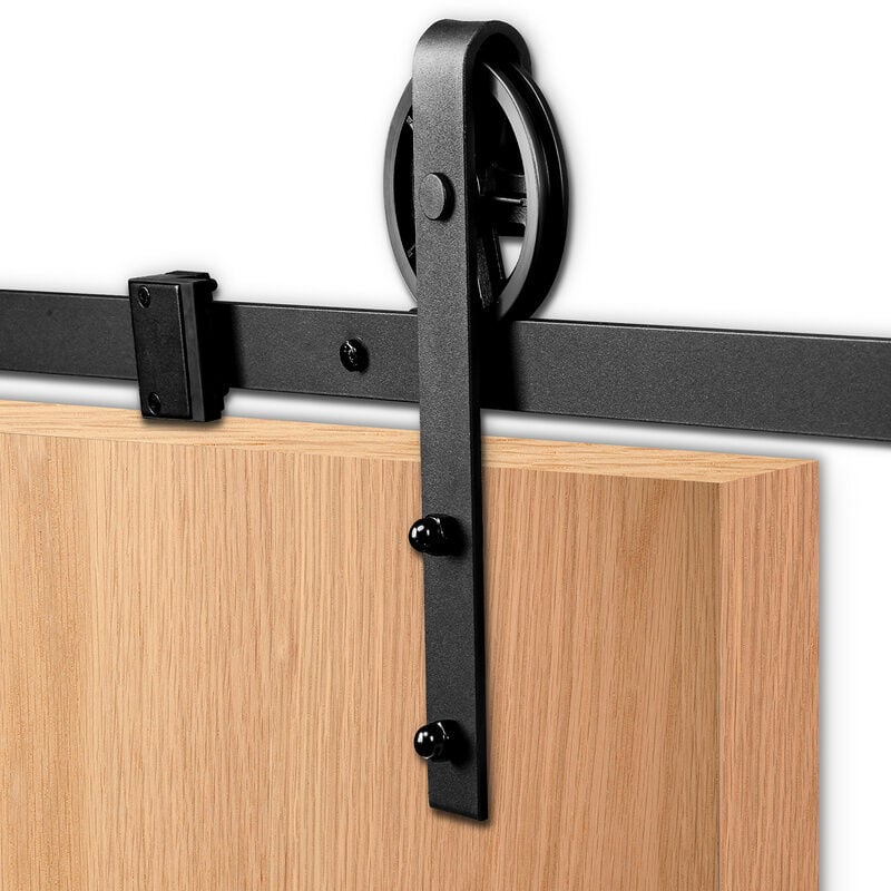 Système de porte coulissante Set Ferrure de porte coulissante en acier 150kg rail de roulement verre 183cm - Swanew