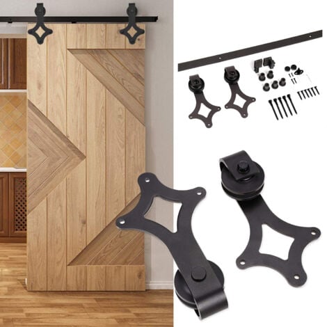 HENGDA 6FT/183cm Schiebetürsystem Schiebetür Montageset inklusive Laufschiene