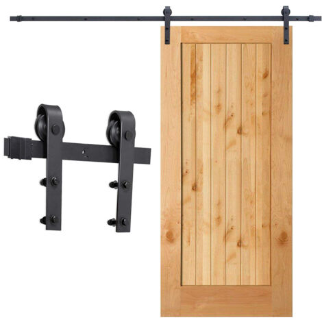 SWANEW Schiebetürsystem Glas Stahl Beschlag Montageset Schiebetürbeschlag 244cm - Schwarz