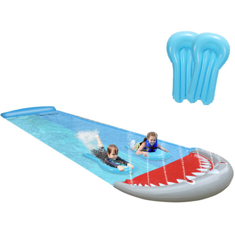SWANEW Scivolo d'acqua Tappeto a 2 piste lunghezza 550 x 145 cm Giocattolo d'acqua estivo