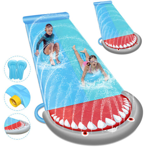 SWANEW Scivolo d'acqua Tappeto a 2 piste lunghezza 550 x 145 cm Giocattolo d'acqua estivo