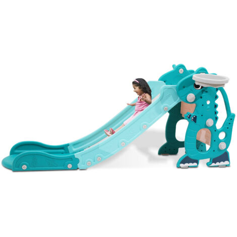 SWANEW Scivolo per bambini Scivolo ad anello da lancio Scivolo da giardino all'aperto Scivolo ad onda 4 in 1 Scivolone
