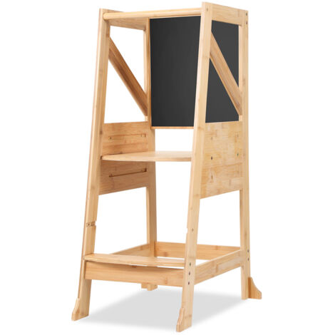 SWANEW Scrivania da sgabello per lavagna Learning Tower - gradini antiscivolo. piolo. bordi di sicurezza alti - nero