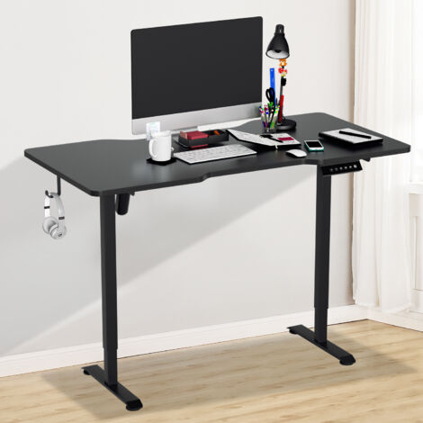 SWANEW Scrivania regolabile in altezza elettrica 140x60cm seduta e in piedi con 4 tastiere a memoria e sistema anticollisione, regolabile in altezza 70-15cm (nero)