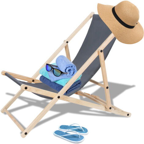 SWANEW Sedia per cottura da giardino le loungers beach legno sedia da campeggio in campeggio pieghevole da 120 kg grigio pieghevole grigio
