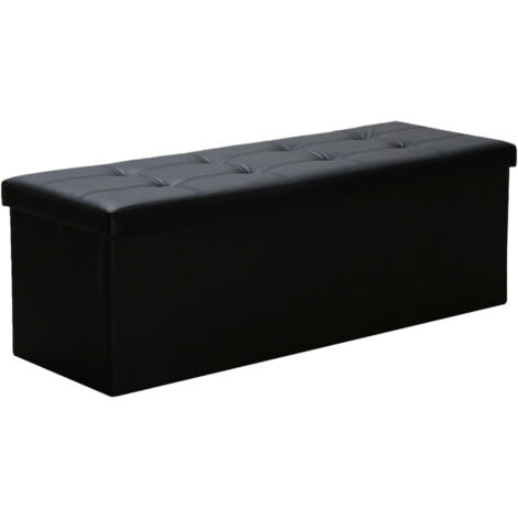 SWANEW Sedute sgabello pieghevole scatola di stoccaggio sedile sedile cubi di sedile 110x38x38 cm nero