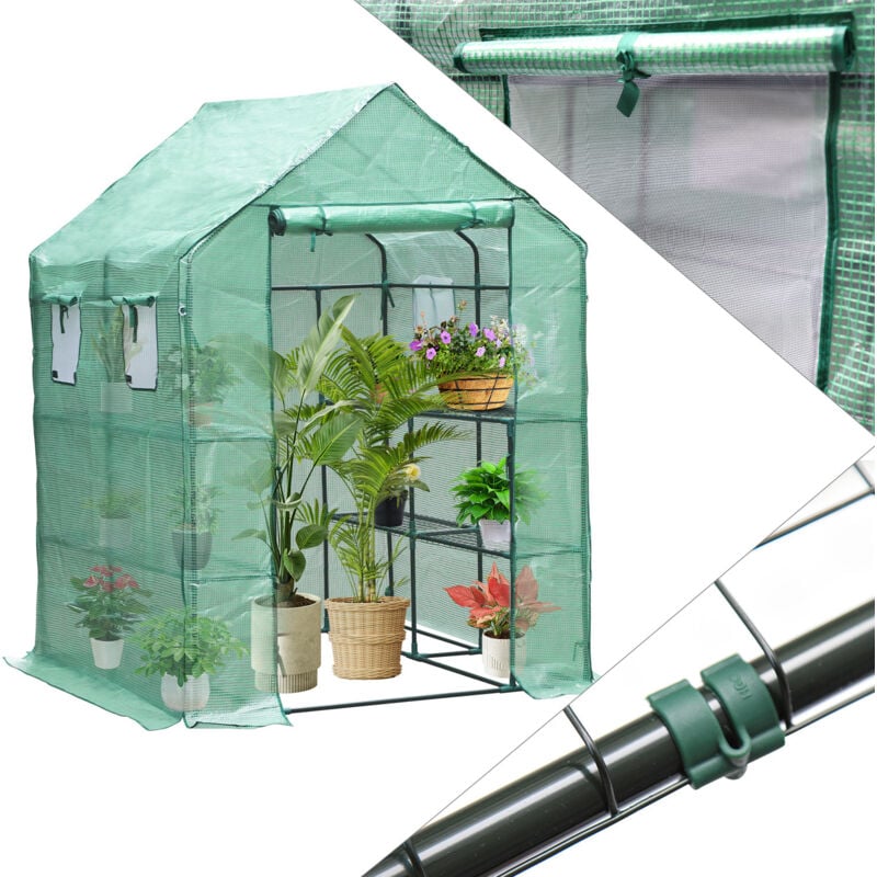 Serre de Jardin pour Légume Plante Fleur Bâche Renforcée 135g-m2 Protéger Vos Plantes 143x143x195cm, Vert - Swanew