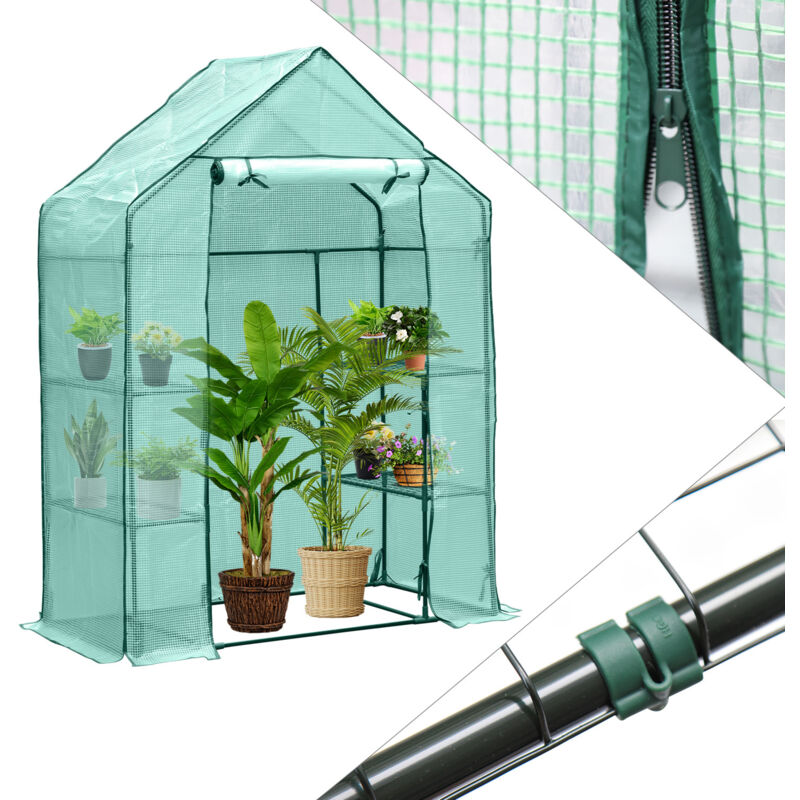 Serre de Jardin pour Légume Plante Fleur Bâche Renforcée 135g-m2 Protéger Vos Plantes 143x73x195cm, Vert - Swanew