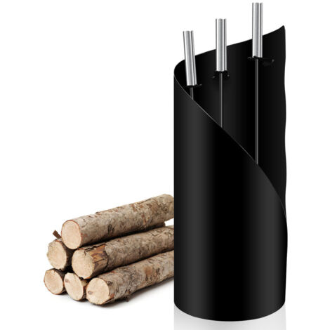 SWANEW Set 4 pezzi per la pulizia del camino in acciaio inox con gancio, paletta per la cenere, spazzola per camino e supporto da 50 cm.
