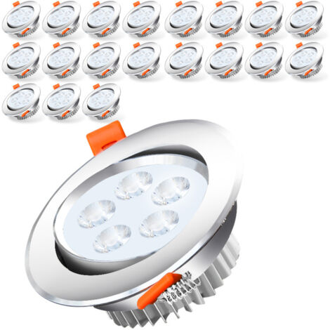SWANEW Set de 20 spots encastrables spot LED Spot encastrable plafonnier IP44 dimmable 5W Blanc froid
