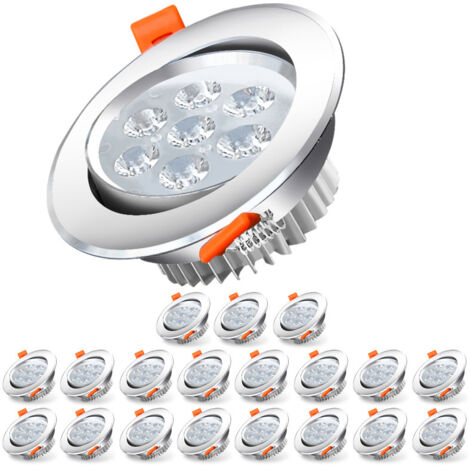 SWANEW Set de 20 spots encastrables spot LED spot encastrable plafonnier IP44 dimmable 7W Blanc froid