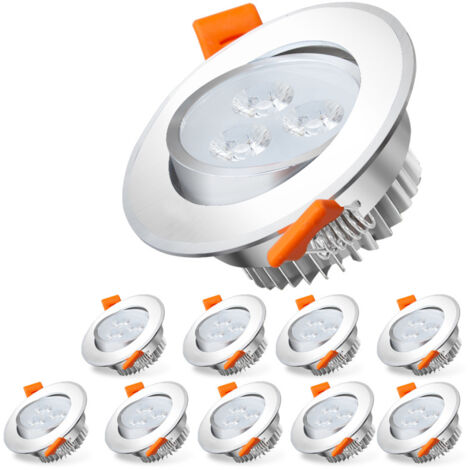SWANEW Set di 10 faretti LED da incasso 3W Equ. Temperatura colore 25W: bianco caldo 3000K