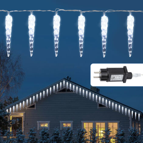 SWANEW Set di 2 LED Ghiaccioli Filamento luminoso LED 40 LED Ghiaccioli Illuminazione Natalizia Esterno IP44 Bianco Freddo
