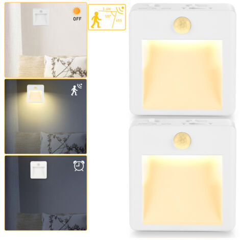 SWANEW Set di 2 luci notturne a LED con sensore di movimento e sensore di luce. bianco caldo