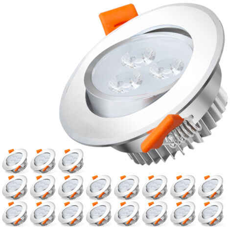SWANEW Set di 20 faretti LED da incasso 3W Equ. Temperatura colore 25W: bianco caldo 3000K