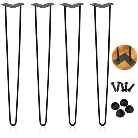 SWANEW Set di 4 gambe a forcella Telaio del tavolo Corridori del tavolo Gambe Tavolo da pranzo Gamba del tavolo Harpins 2 montanti Nero - 61 cm