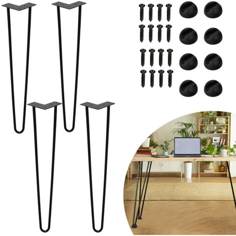 SWANEW Set di 4 gambe a forcella Telaio del tavolo Corridori del tavolo Gambe Tavolo da pranzo Gamba del tavolo Harpins 2 montanti Nero - 61 cm