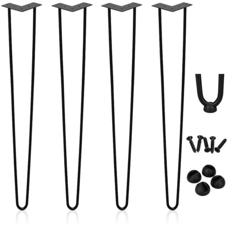 SWANEW Set di 4 gambe a forcella Telaio del tavolo Corridori del tavolo Gambe Tavolo da pranzo Gamba del tavolo Harpins 2 montanti Nero - 61 cm