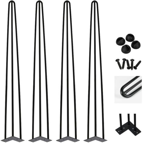 SWANEW Set di 4 gambe a forcella Telaio per tavolo Corridori per tavolo Gambe Tavolo da pranzo Harpins Gamba del tavolo a 3 montanti Nero - 61 cm