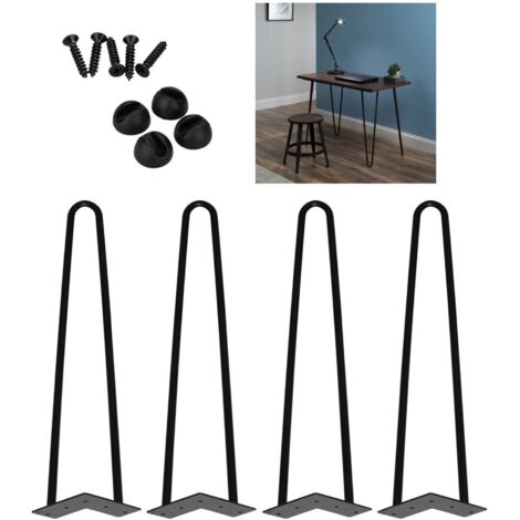 SWANEW Set di 4 gambe a forcella Telaio per tavolo Tavolo da pranzo Gambe Harpins Gamba del tavolo a 2 montanti nero - 35 cm