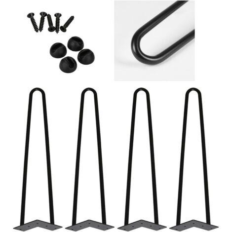 SWANEW Set di 4 gambe a forcella Telaio per tavolo Tavolo da pranzo Gambe Harpins Gamba del tavolo a 2 montanti nero - 35 cm