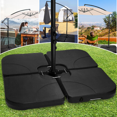 SWANEW Set di 4 lastre di parasol riempite con 60 litri d'acqua o sabbia da 80 kg con manico