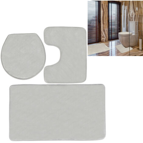 SWANEW Set di moquette per bagno da bagno darnite da bagno in 3 parti. microfibra non slittata. lavaggio della macchina. copertura del sedile del water. 50 x 80 cm. grigio