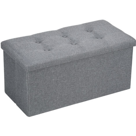 SWANEW Sgabello 76cmx38cmx38cm Panca pieghevole Storage Chest Footstool Repose Feet Sofa Ottoman con Rangemen Chest Grigio