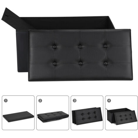 SWANEW Sgabello 76cmx38cmx38cm Panca pieghevole Storage Chest Footstool Repose Feet Sofa Ottoman con Rangemen Chest Grigio