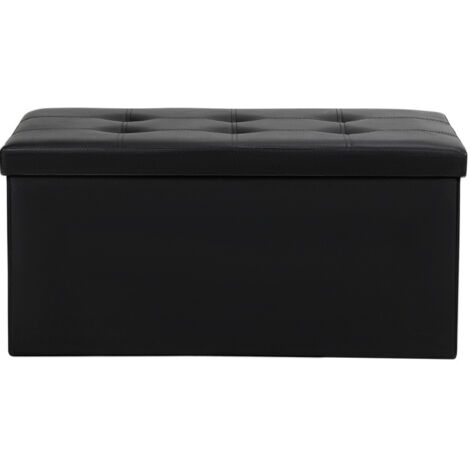 SWANEW Sgabello 76cmx38cmx38cm Panca pieghevole Storage Chest Footstool Repose Feet Sofa Ottoman con Rangemen Chest Nero