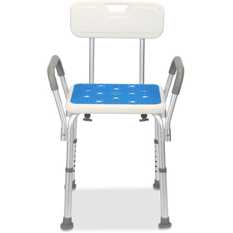 SWANEW Sgabello da doccia regolabile in altezza fino a 136 kg Sgabello da bagno - Con braccioli e schienale quadratoSgabello da doccia regolabile in altezza fino a 136 kg sgabello da bagno