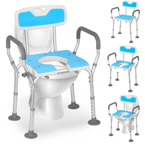 HENGDA SWANEW Sgabello da doccia - Sedile da doccia - fino a 135 kg sgabello da bagno - sedia da toilette con braccioli e schienale 3 IN 1