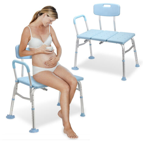 SWANEW Sgabello da doccia Sgabello da bagno regolabile in altezza Sedia da doccia - fino a 136 kg Sedile a tre pezzi con braccioli e schienale