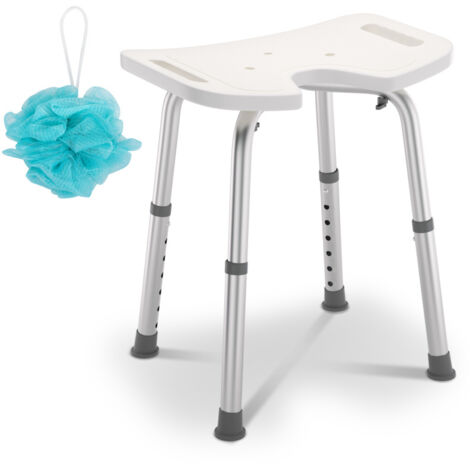 SWANEW Sgabello da doccia. Sgabello da bagno. Sedile da doccia regolabile in altezza Sgabello da doccia ergonomico piedini antiscivolo max. 136 Kg alluminio HDPE bianco