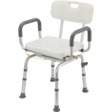 SWANEW Sgabello per doccia Sedile per doccia regolabile in altezza fino a 136 kg sgabello per bagno - Con schienale + rotazione di 360 gradi