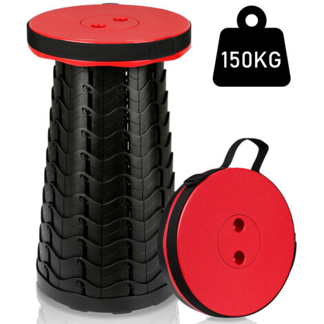 SWANEW Sgabello telescopico portatile. Sedile Pieghevole Portatile Sgabello Telescopico per Viaggi. Campeggio 45x26CM Rosso