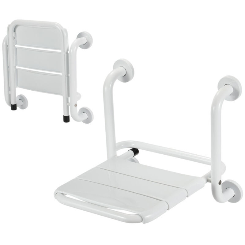 Siège de douche Rabattable Montage mural 304 Inox abs 35x32.5cm Tabouret de douche Tabouret de bain Siège de douche mural - Swanew