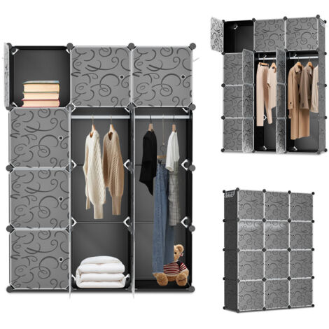 SWANEW Sistema di scaffali per armadio guardaroba con porta per vestiti scarpe giocattoli accessori - 12 cubi