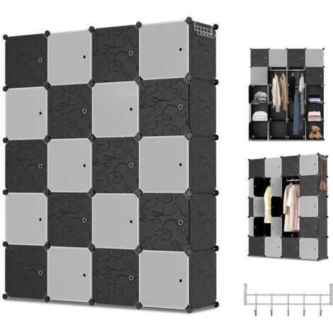 SWANEW Sistema di scaffali per armadio guardaroba con porta per vestiti scarpe giocattoli accessori - 20 cubi