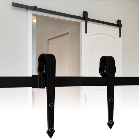 SWANEW Sistema per porte scorrevoli 363 cm Kit per porte scorrevoli Binario per porte scorrevoli Forato 35-46 mm di larghezza Freccia