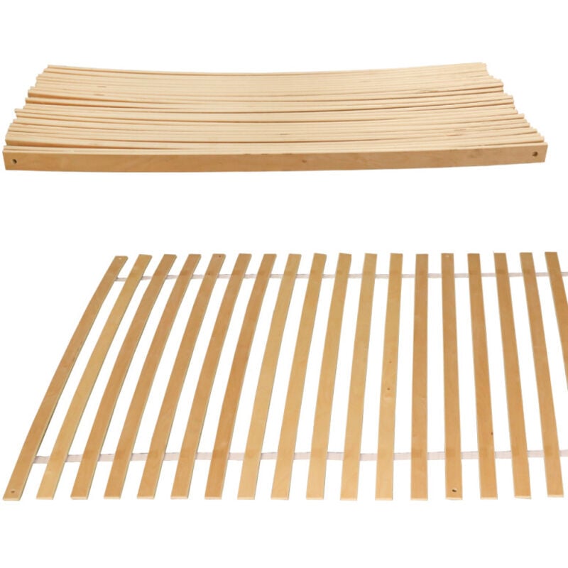 Swanew - Sommier 90x200 cadre bois 28 lattes multiplis / Naturel