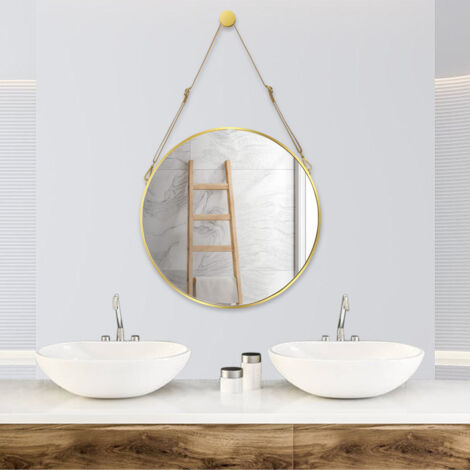 SWANEW Specchio rotondo Hall Mirror 50cm Specchio da parete con cinturino - Specchio da bagno di design