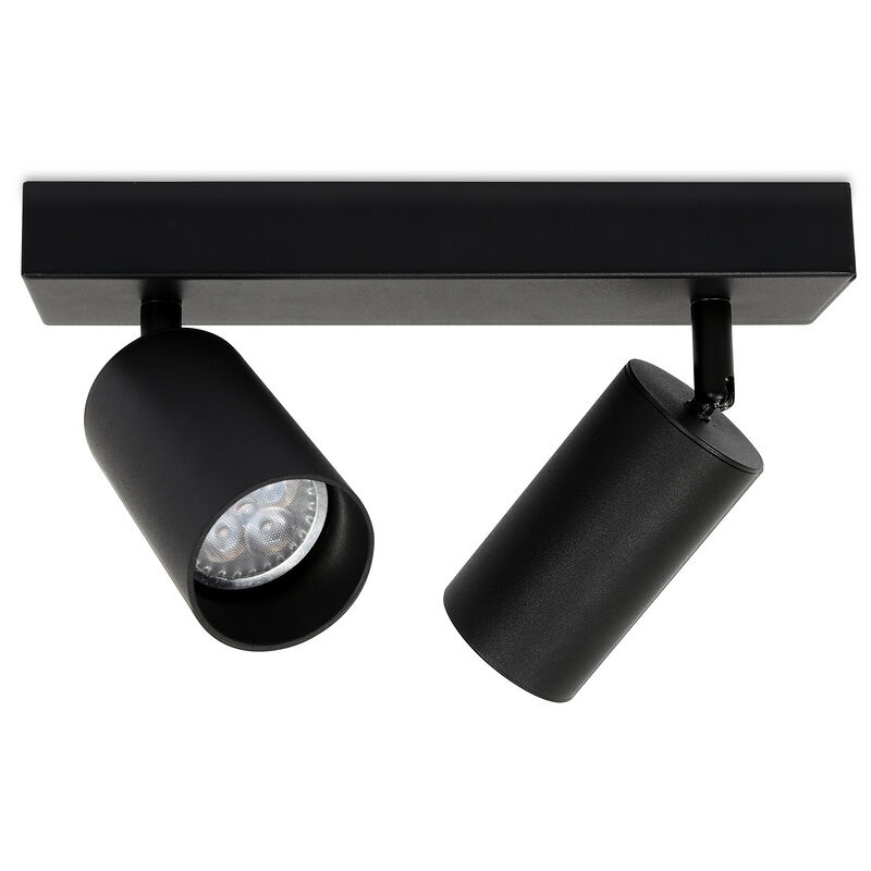 Swanew - TolleTour Spot de plafond pivotante tournante GU10 métal lustre plafond Plafonnier led noir Lampe à 2 flammes