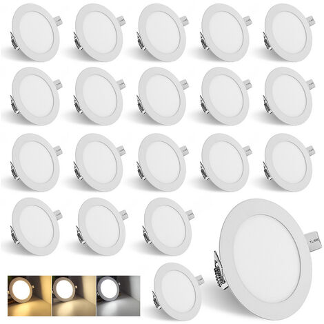 Spot LED encastré, panneau led, spot encastrable de salle de bain,spot led  encastrable , spot encastrable led 6x 6W 3 couleurs en 1 3200K-6500K